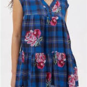 Urban Outfitters‎ • Blue Plaid Floral Sleeveless Top